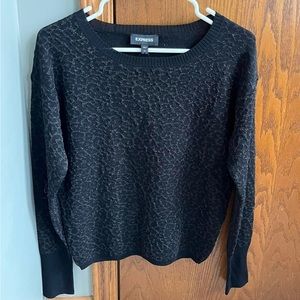 Express Black Leopard Gold Metallic Sweater- Size Small
